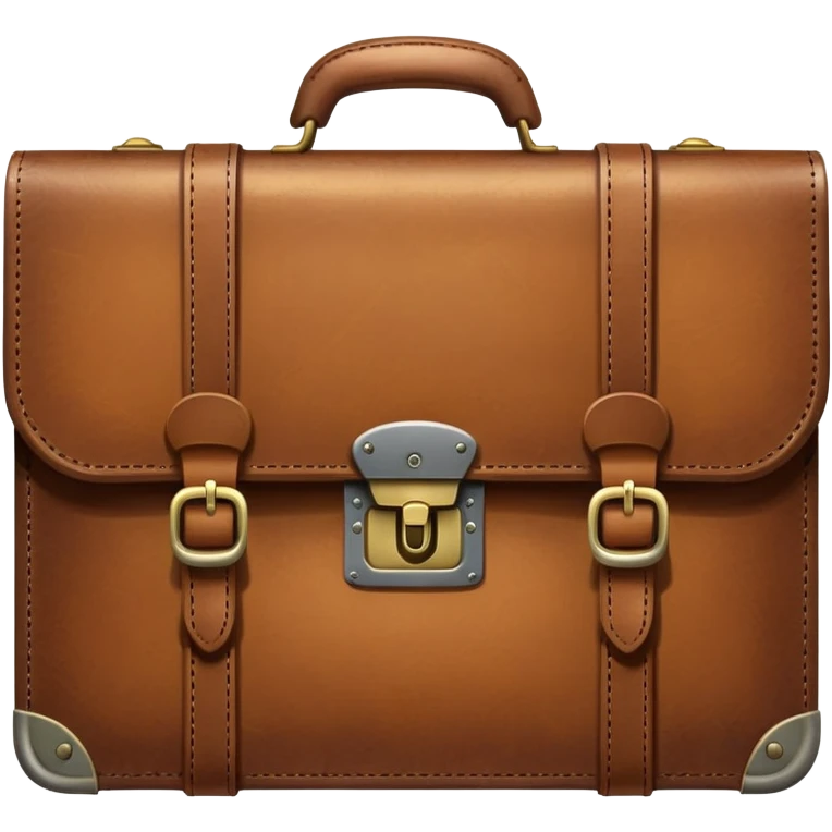 A brown leather briefcase or suitcase, closed, with handle and locks emoji