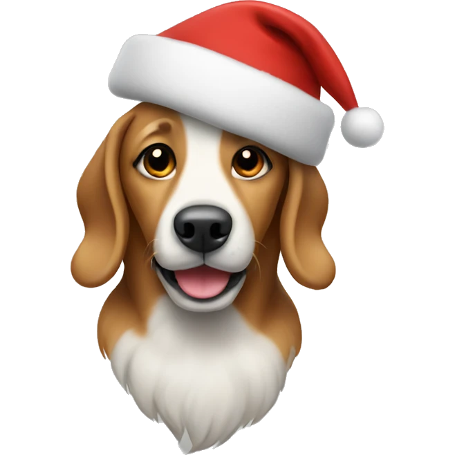 Dog wearing a Christmas hat emoji