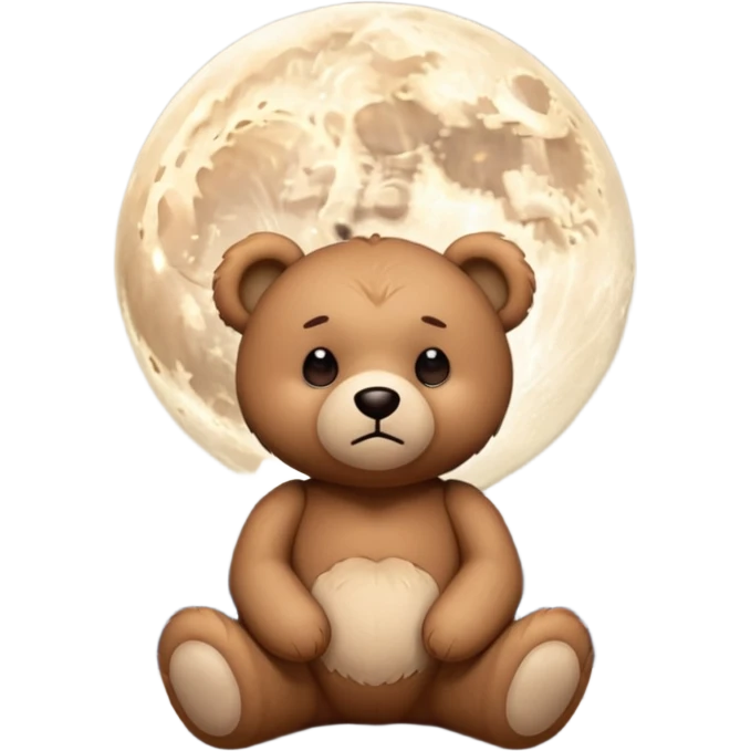 Sad Teddy bear looking at moon emoji