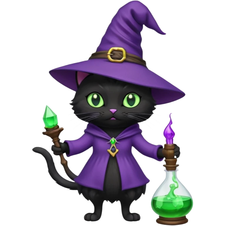Purple witch cat full body with potion 🧪 emoji