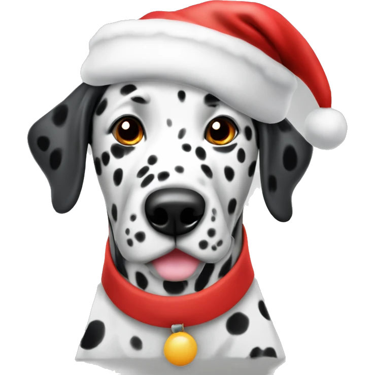 Dalmatian dog wearing Santa hat emoji