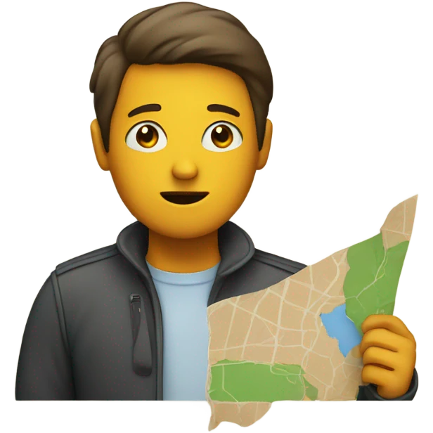 a person talking and a map emoji