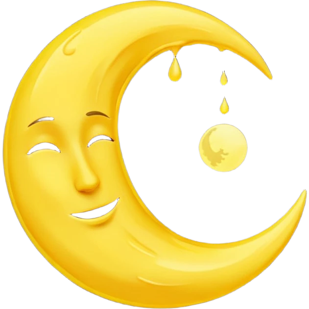 Melting waning crescent moon without any face and should in yellow colour emoji