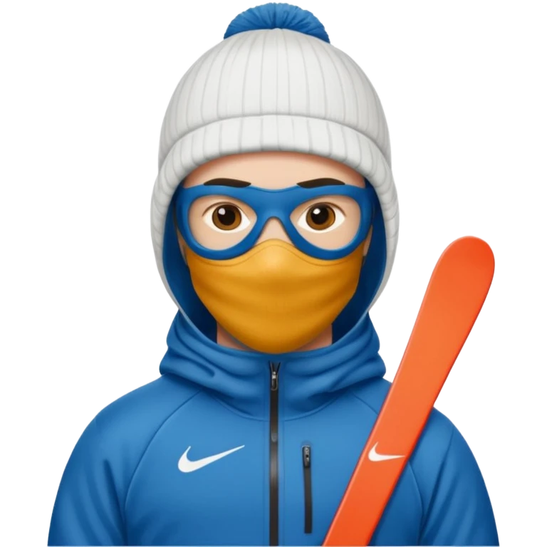 White person wearing a Nike Tex with hood and ski mask emoji
