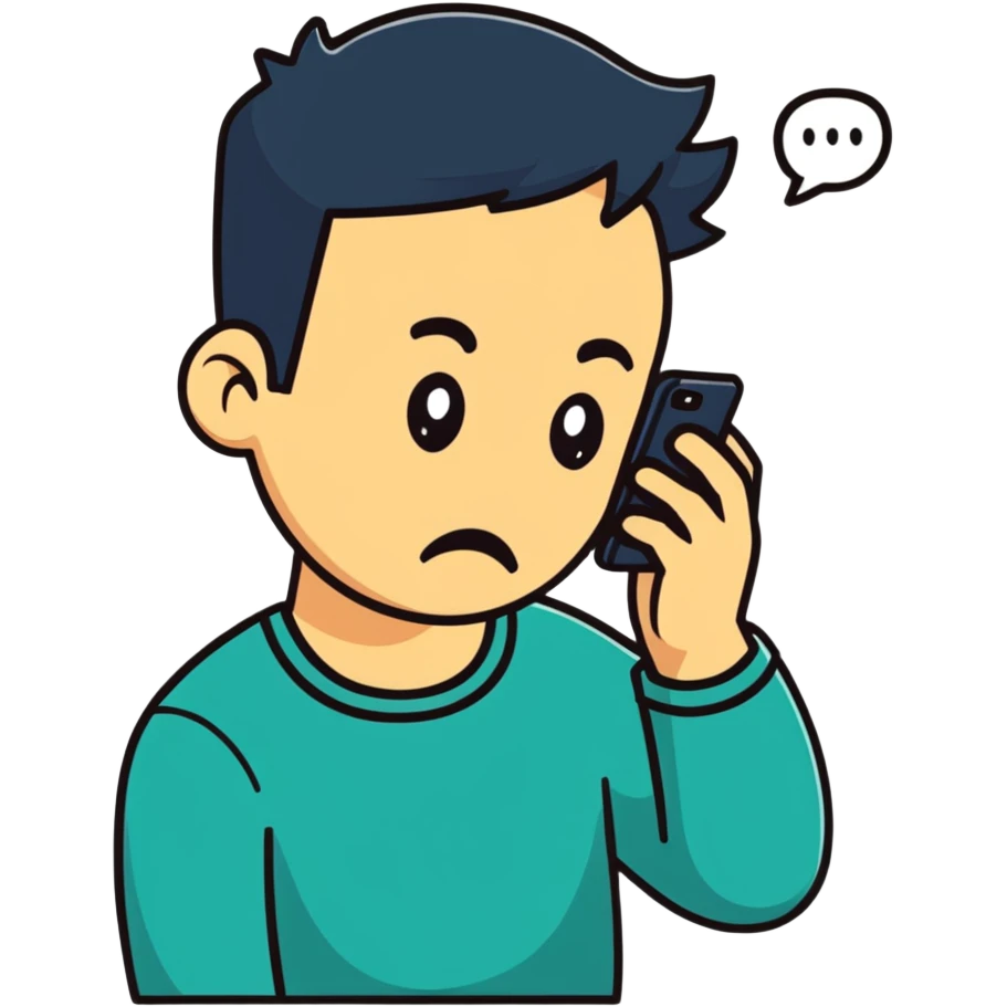 embarrassed man looking at mobile phone emoji