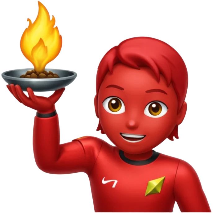 Um Android comendo uma maçã emoji