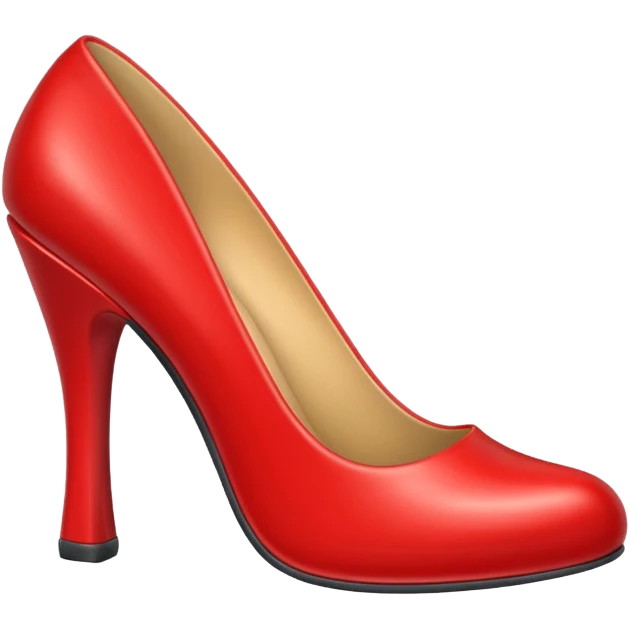 Generate a high-quality 3D cartoon-style emoji of a red high-heeled shoe, realistic shading, smooth gradient colors, rounded and cute appearance, simple white background, high-resolution. emoji