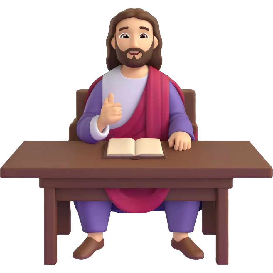 Jesus sitting at a table emoji