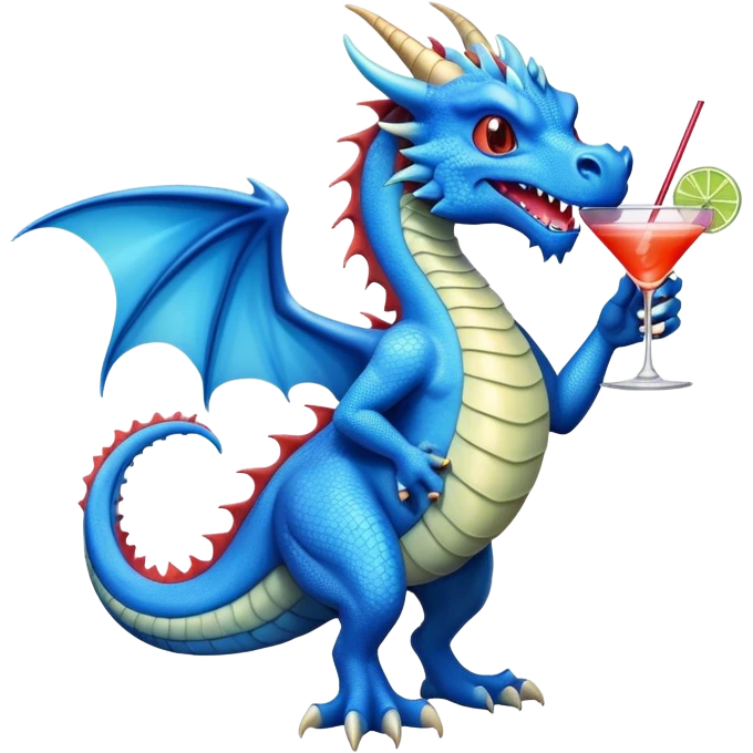 blue dragon with a cocktail emoji