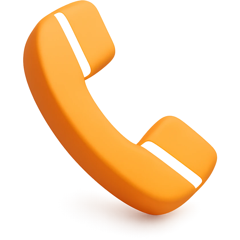 minimal 3D orange style phone icon, plain handset shape, no embellishments emoji