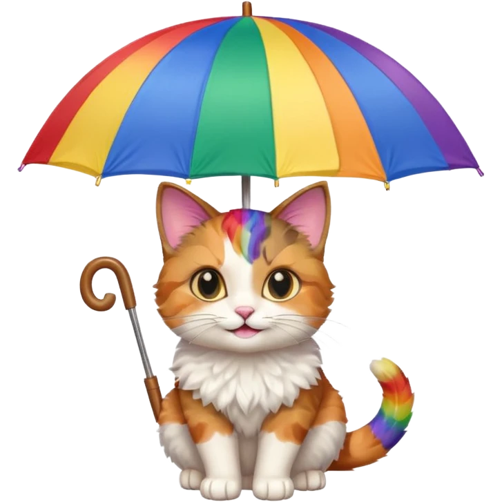 Cat with rainbow umbrella emoji