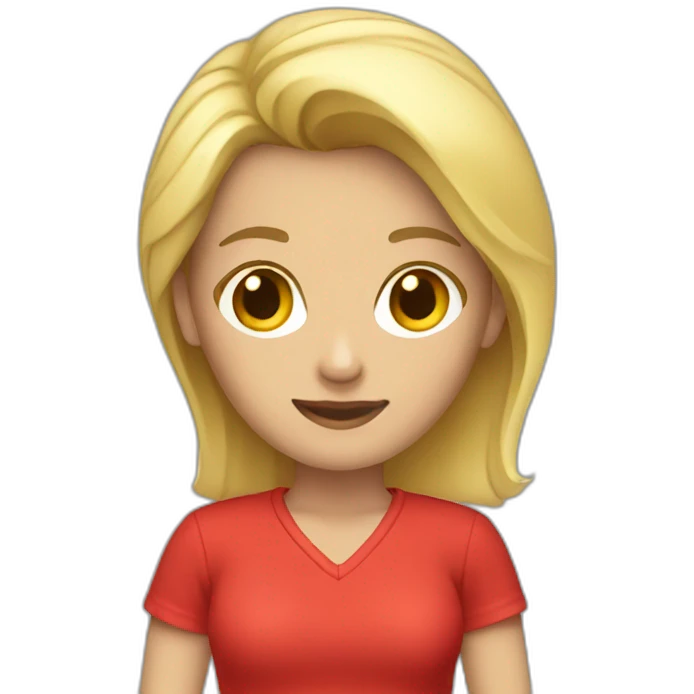 blonde woman jeans red shirt emoji