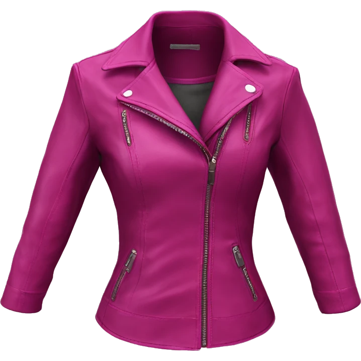 Realistic isolated open magenta feminine fashion 3/4 sleeve leather jacket.  emoji