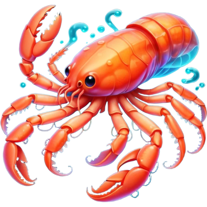 Neon glowing jelly-prawn-crab-squid  emoji