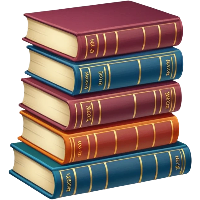 A stack of colorful spellbooks that look like they came out of a fine victorian library emoji