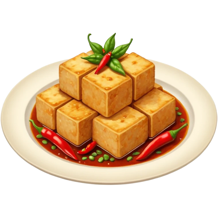 fried crispy tofu with chili on the plate emoji
