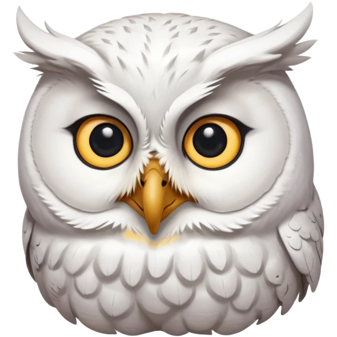 white olw, tilt head, questionning emoji