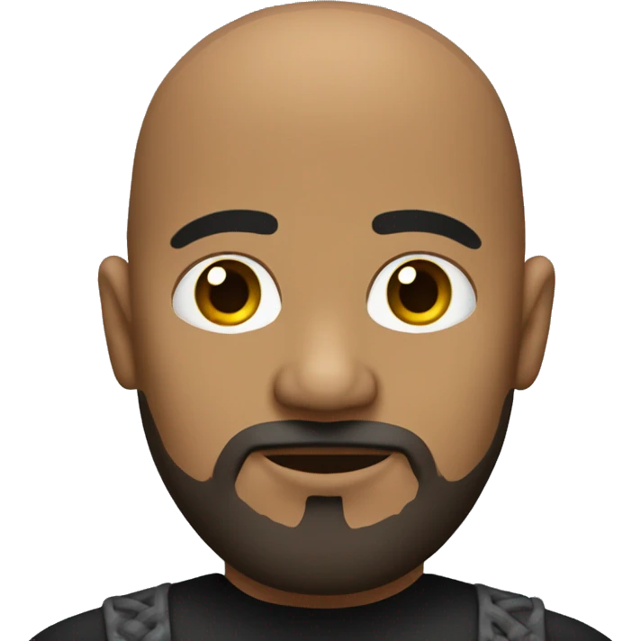 A bald dark skin Mexican with a dark goatee with white at the bottom of it  emoji