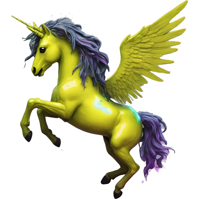.Zombie_ Vaporwave black holographic oilslick zombie unicorn yellow caution tape graffiti Pegasus  emoji