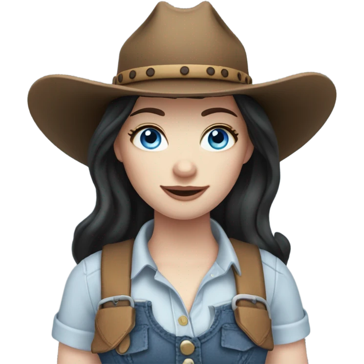 Cow girl, pale skin, blue eyes, dark hair  emoji