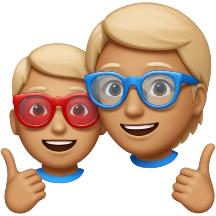 An emoji celebrating while wearing 3D glasses with a blue lens on the left and a red lens on the right. emoji