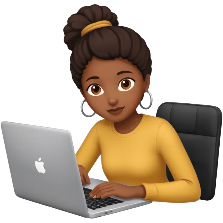 black girl working on a laptop emoji