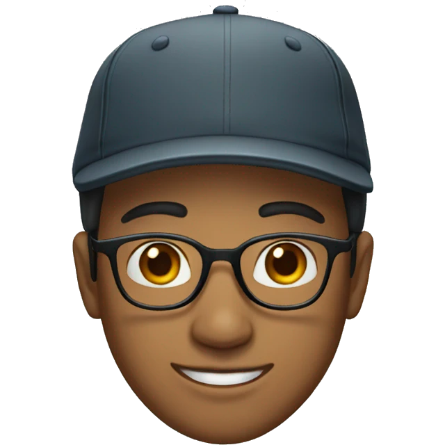 A slightly brown young man wearing glasses and a cap emoji