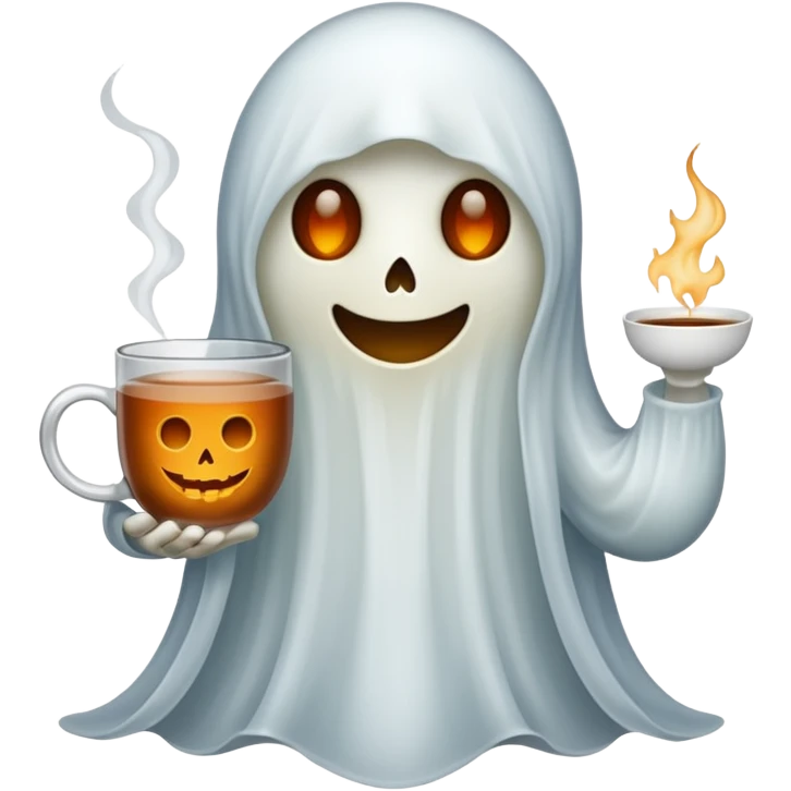  Spooky Ghost emoji holding a cup of tea emoji