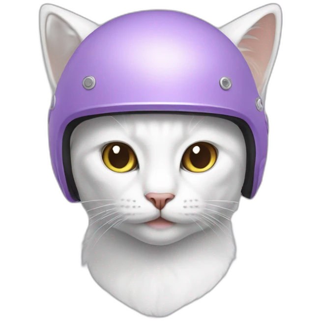 White cat in Lilac helmet emoji