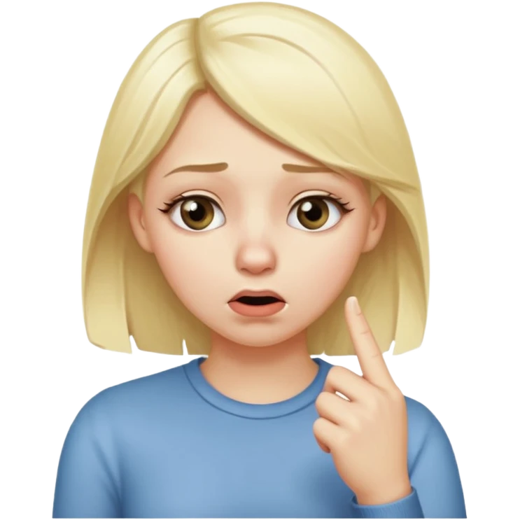 white blonde girl holding her nose with her index finger and thumb because something stinks  emoji