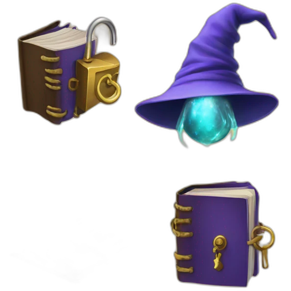 Wizard book with locks emoji