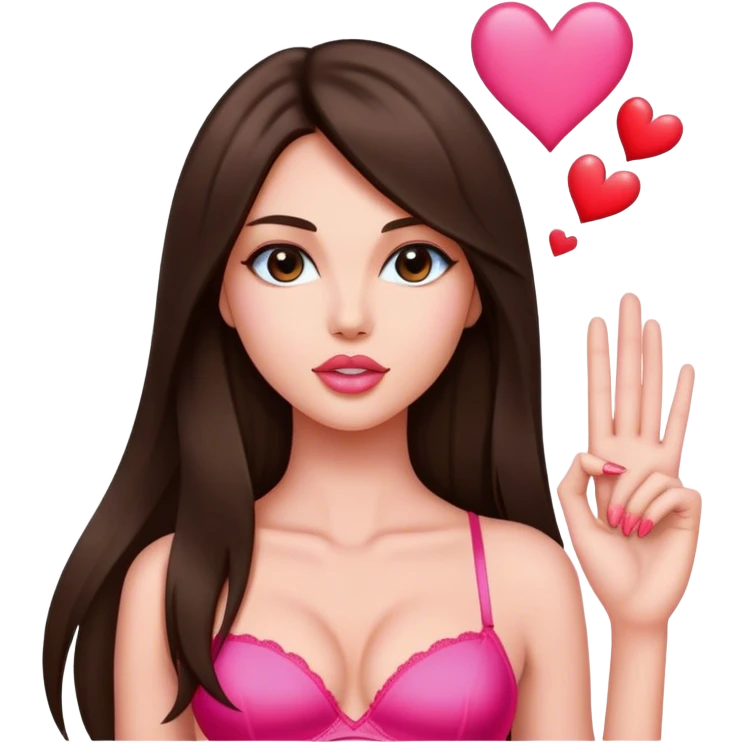 Skinny plumplips victoria’s secret model with long brunette straight hair sending heart emoji