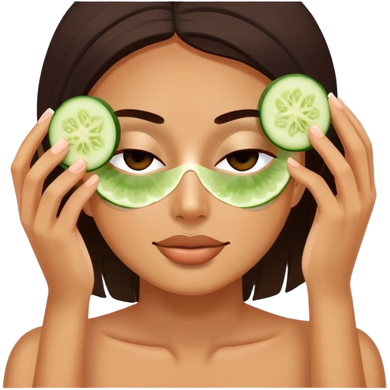 Spa day facial with cucumber slices covering eyes emoji