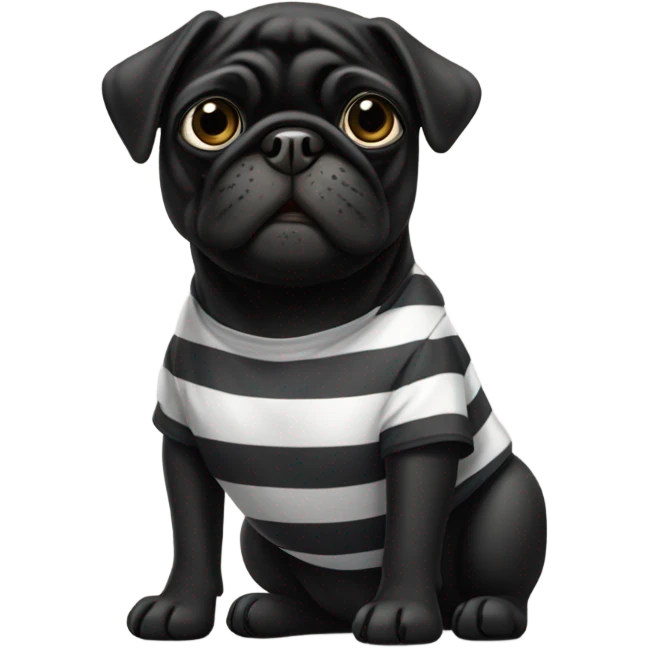 Black pug in prison clothes emoji