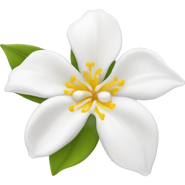 Jasmine flower with white petal and yellow center with stamen emoji