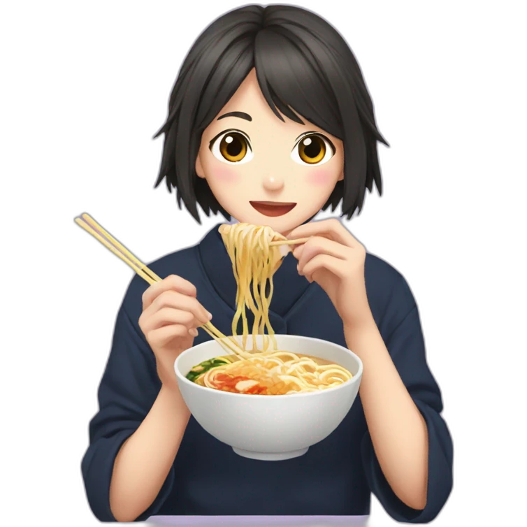 kaori miyazono eating ramen emoji