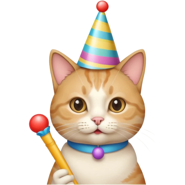 Cat with party hat and party blower emoji