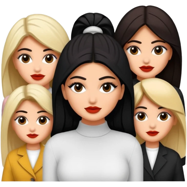 Kyile Jenner beyaz tenli ve düz baddy uzun saç ve dalgalı saçlar emoji