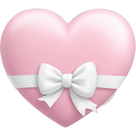 Pastel pink heart with white bow emoji