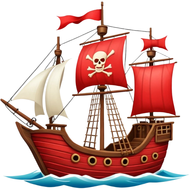 red and white pirate ships emoji