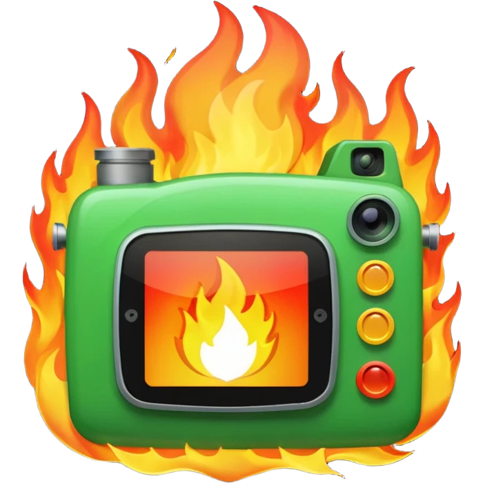 fire with green camera emoji