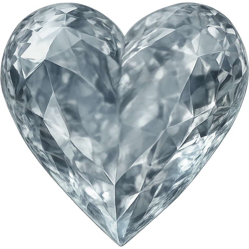 heart with a crystal clear texture, realistic digital art style, no background emoji
