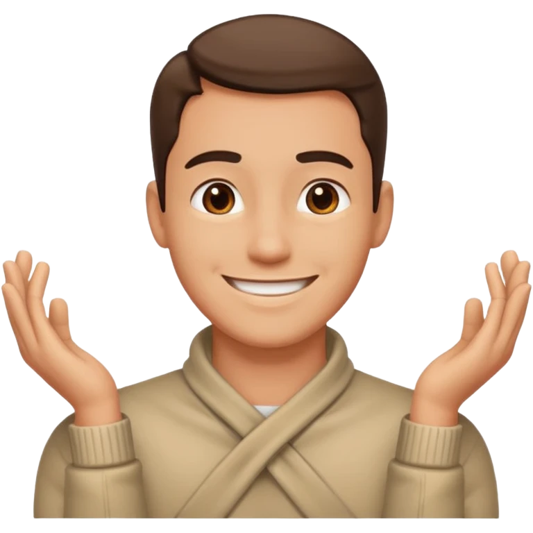 Man with hands gripped around NECK crossed like he is choking while smiling emoji