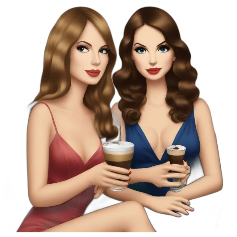 Lana del Rey & Taylor swift drinking espresso martini coco emoji
