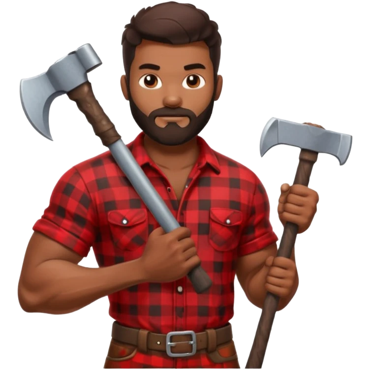 black lumberjack man emoji