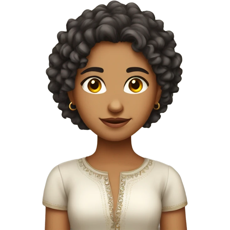 a curly hair girl. indian girl with western outfit. confident, stylish, independent emoji