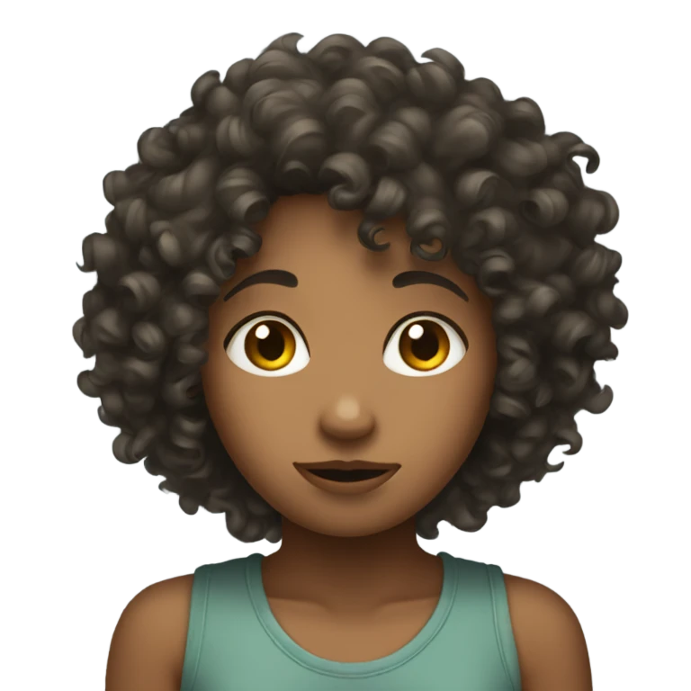 Curly haired girl hiding emoji