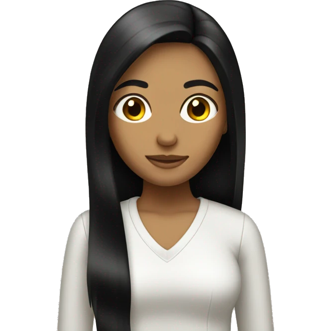 A tan girl with straight long black hair emoji