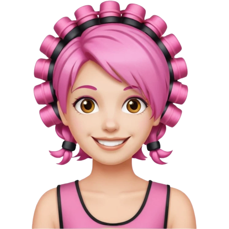 pink hair with hair rollers emoji