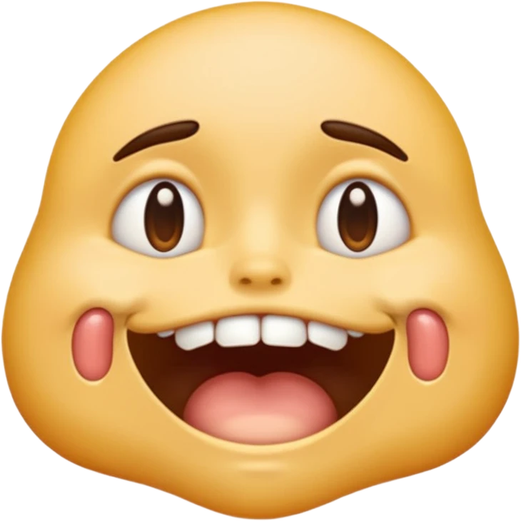 Normal emoji face but he is braindead. eyelids drooping, jaw hanging slightly open and drooling emoji
